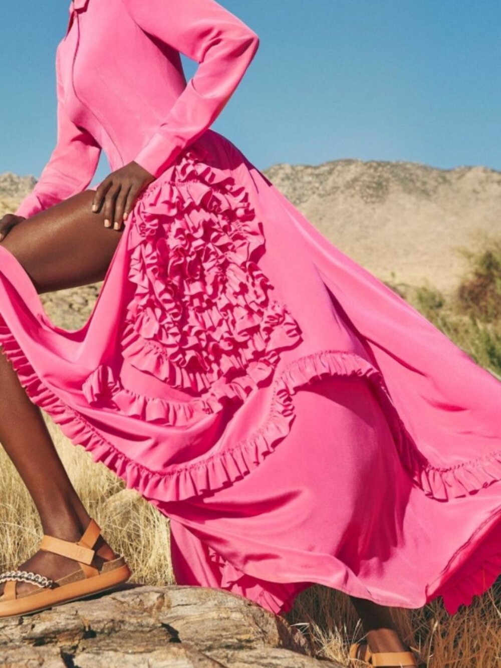 NWOT ULLA JOHNSON Gwen Silk Midi Dress Fuchsia XS $890